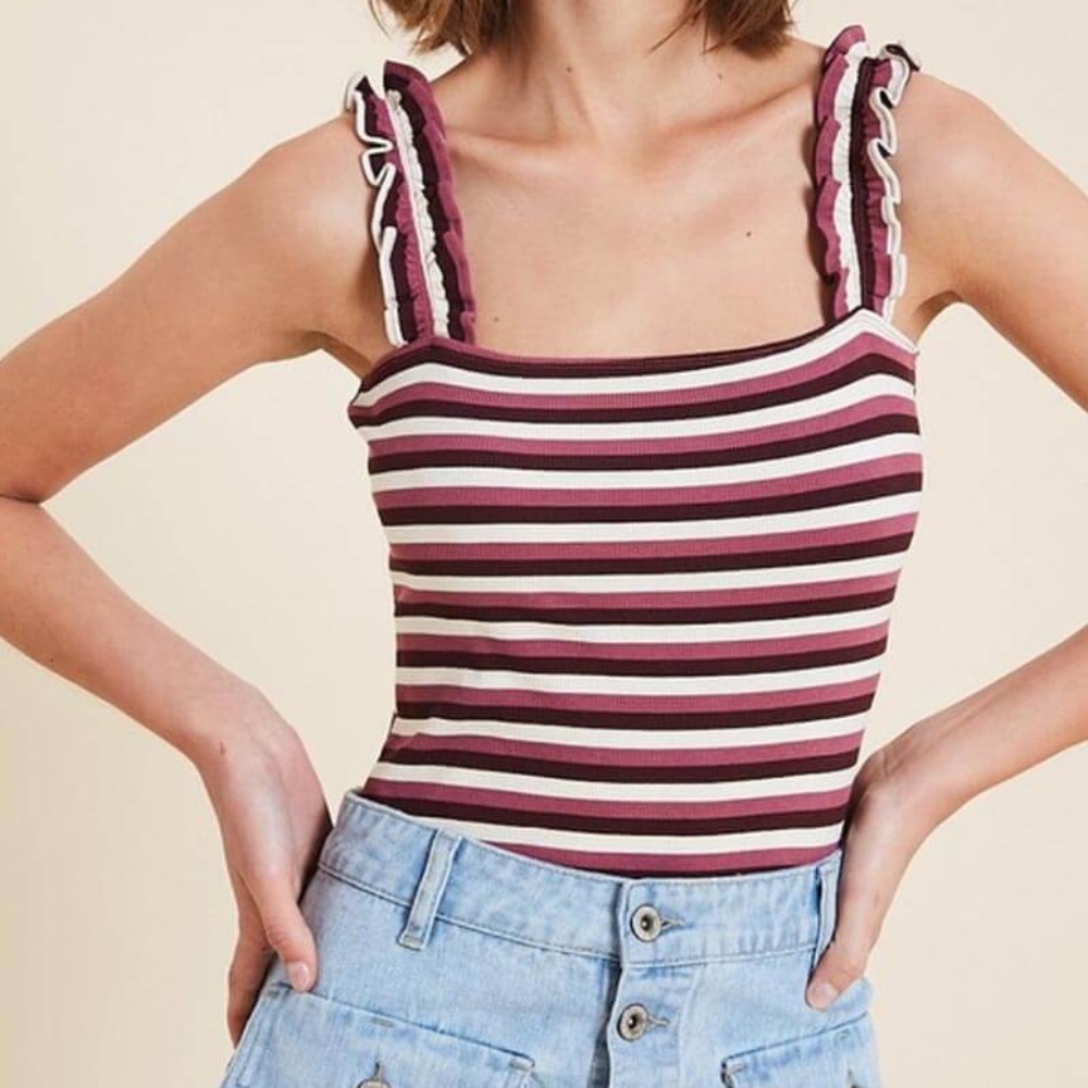 AvaMarie Plum Striped Bodysuit